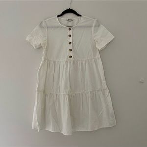 Madewell | Button-Front Short-Sleeve Tiered Mini Dress - Sz XS
